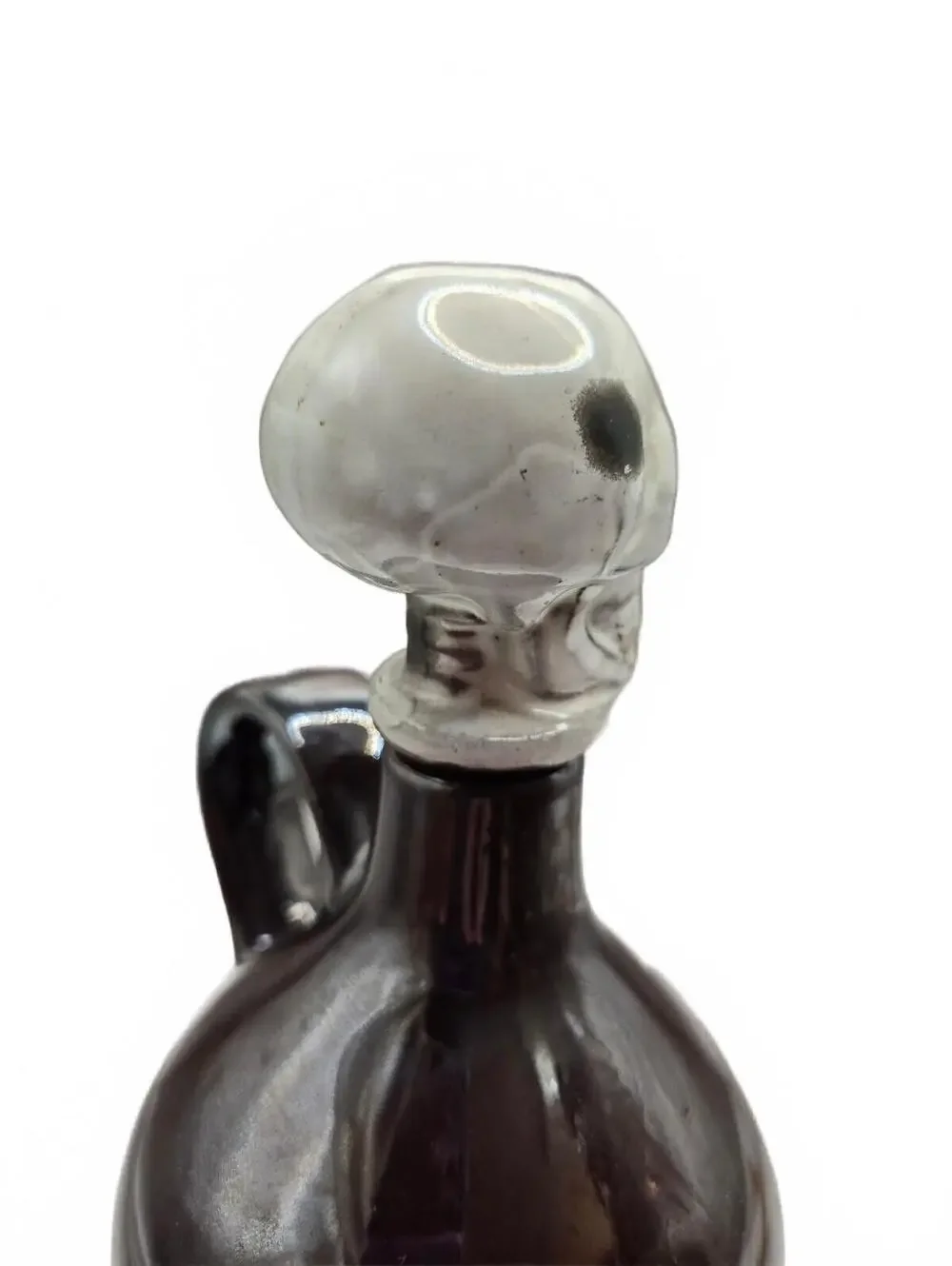 Vintage Skull Crossbones Old Man's Private Stock Poison Decanter Brown Jug Japan